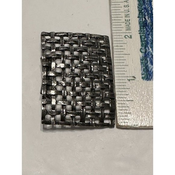 Musi Shoe Clips | Rectangle | Vintage Silver Tone Woven Mesh - Picture 2 of 7